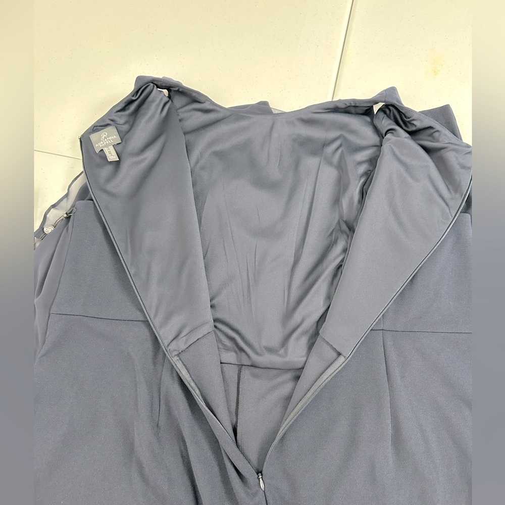NWT Adrianna Papell Chiffon And Crepe Jumpsuit Midnight Navy Blue Plus - Picture 12 of 16